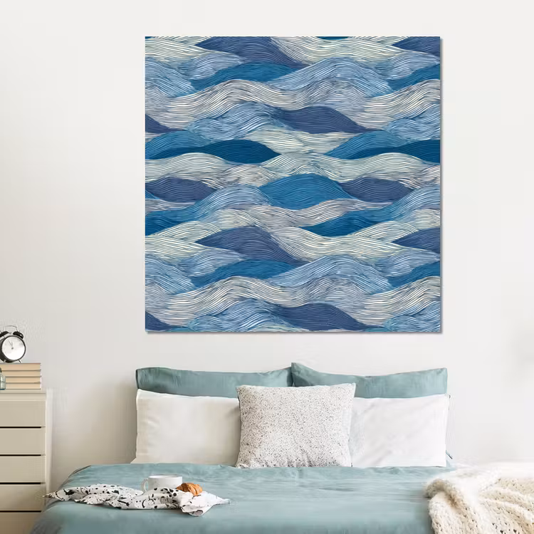 Forex - Getekend - Blauw - Wit - Golvend - Streepjes — 2