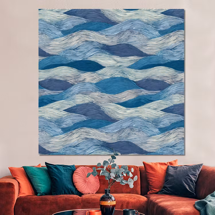 Forex - Getekend - Blauw - Wit - Golvend - Streepjes — 3