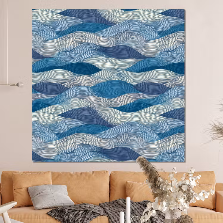 Forex - Getekend - Blauw - Wit - Golvend - Streepjes — 4