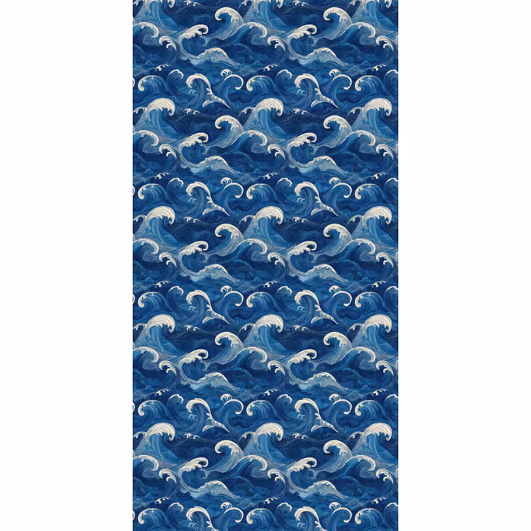 Behang - Japans - Oceaan - Golven - Blauw — 2