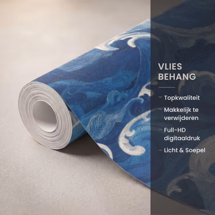 Behang - Japans - Oceaan - Golven - Blauw — 3