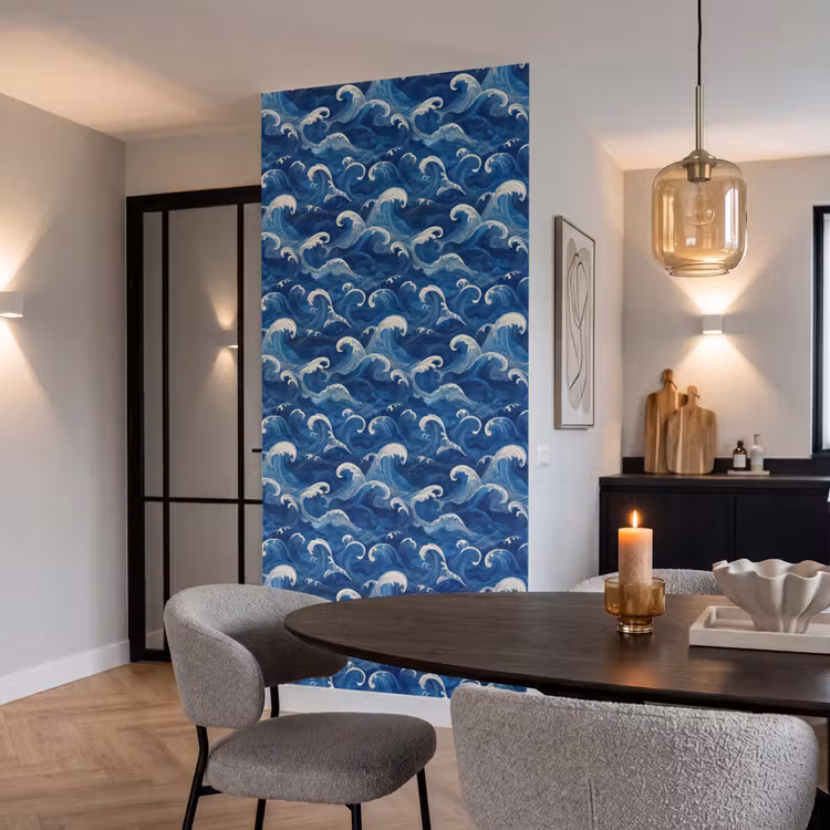Behang - Japans - Oceaan - Golven - Blauw — 5