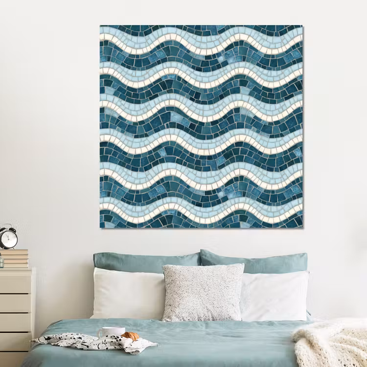 Forex - Blauw - Wit - Mozaïek - Golvend — 2