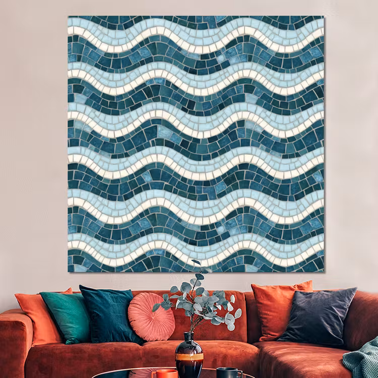 Forex - Blauw - Wit - Mozaïek - Golvend — 3