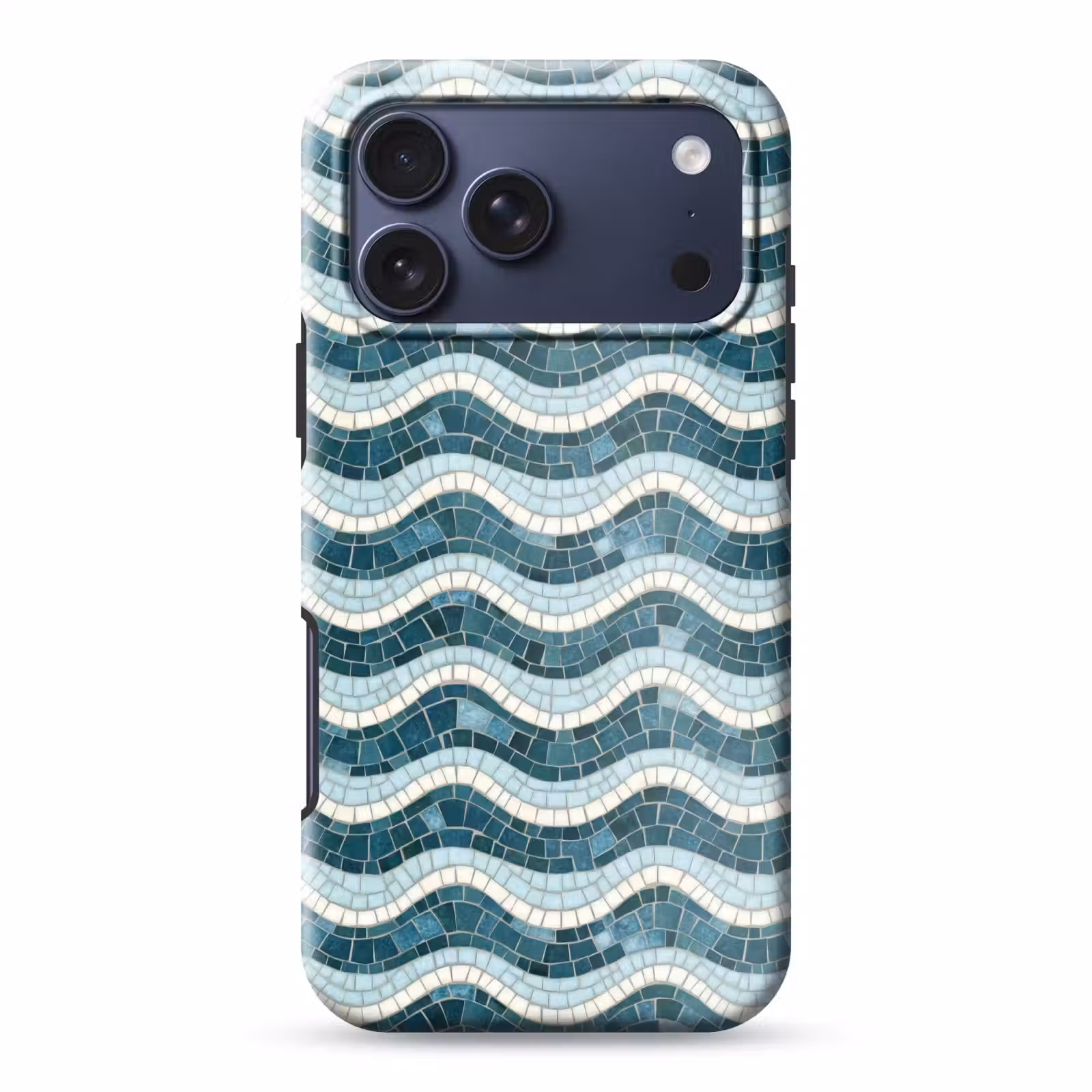 Telefoonhoesje Toughcase - Blauw - Wit - Mozaïek - Golvend — 1