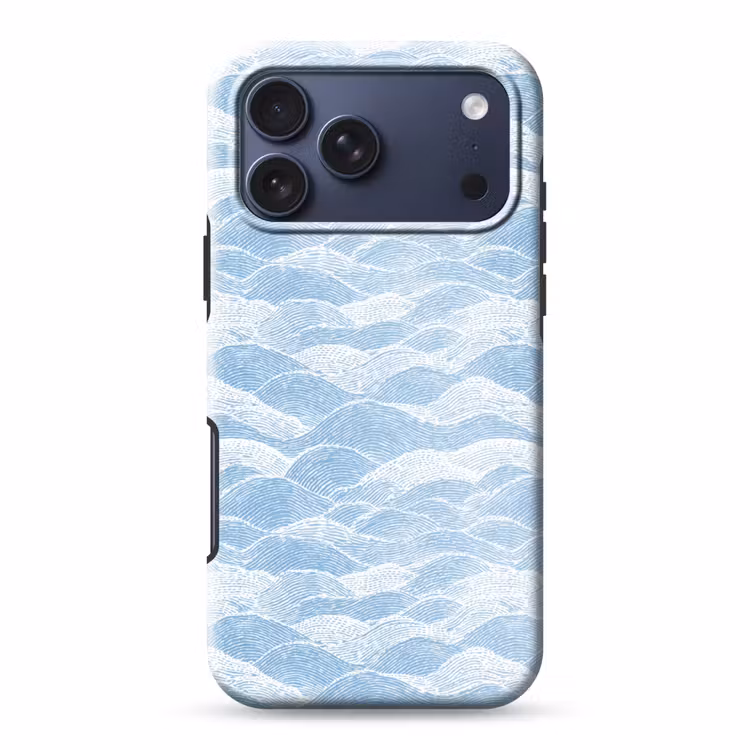 Telefoonhoesje Toughcase - Blauw - Wit - Golven - Getekend — 1