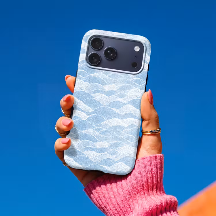 Telefoonhoesje Toughcase - Blauw - Wit - Golven - Getekend — 2