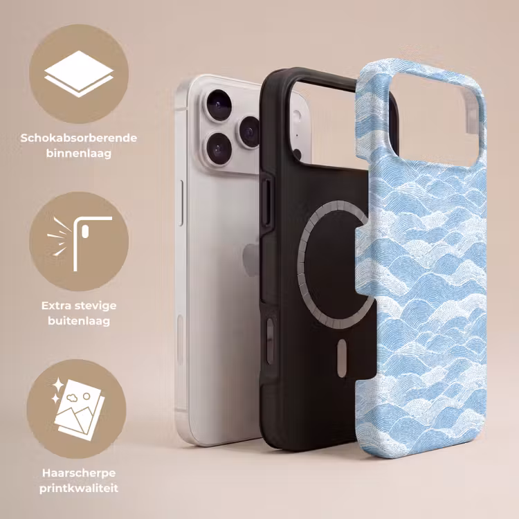 Telefoonhoesje Toughcase - Blauw - Wit - Golven - Getekend — 3