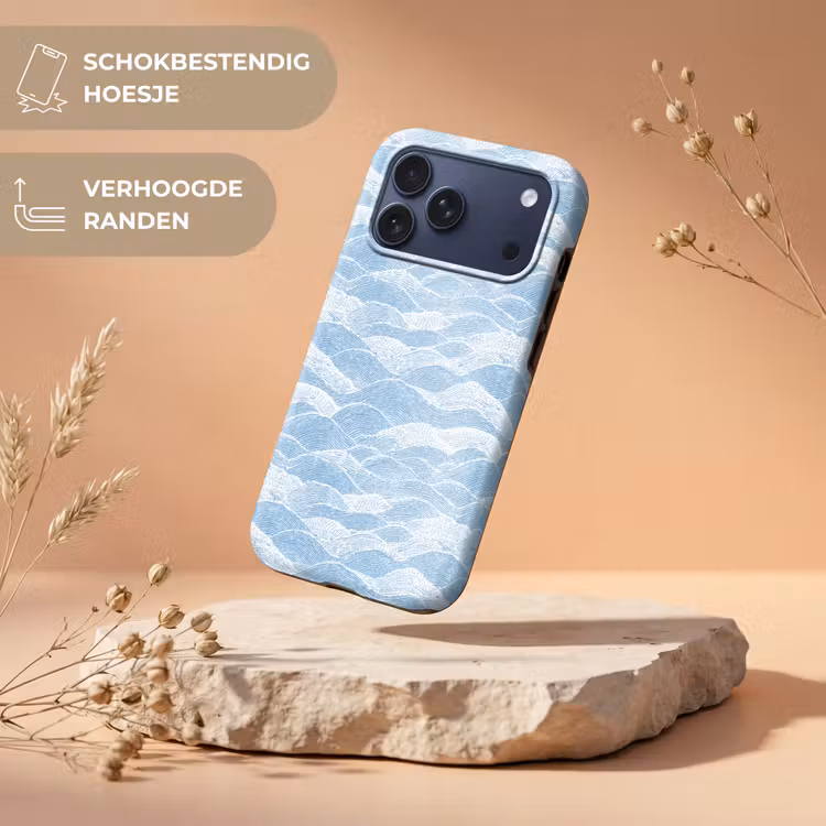 Telefoonhoesje Toughcase - Blauw - Wit - Golven - Getekend — 5