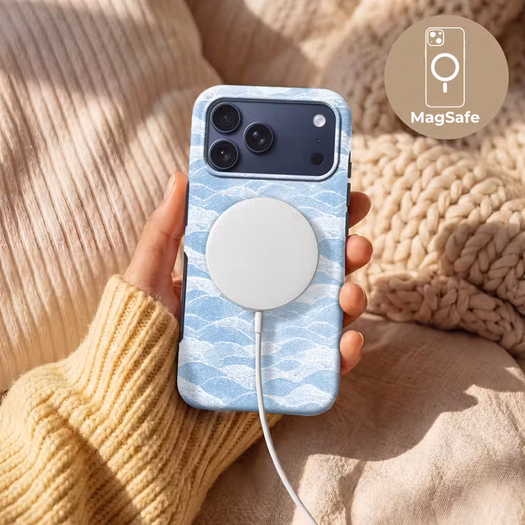 Telefoonhoesje Toughcase - Blauw - Wit - Golven - Getekend — 8