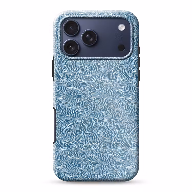 Telefoonhoesje Toughcase - Blauw - Wit - Golven - Getekend - Textuur — 1