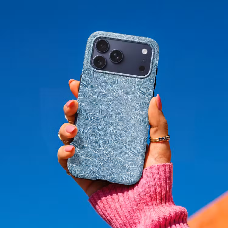 Telefoonhoesje Toughcase - Blauw - Wit - Golven - Getekend - Textuur — 2