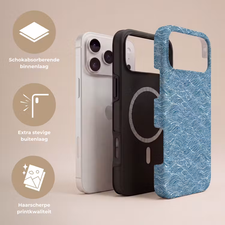 Telefoonhoesje Toughcase - Blauw - Wit - Golven - Getekend - Textuur — 3