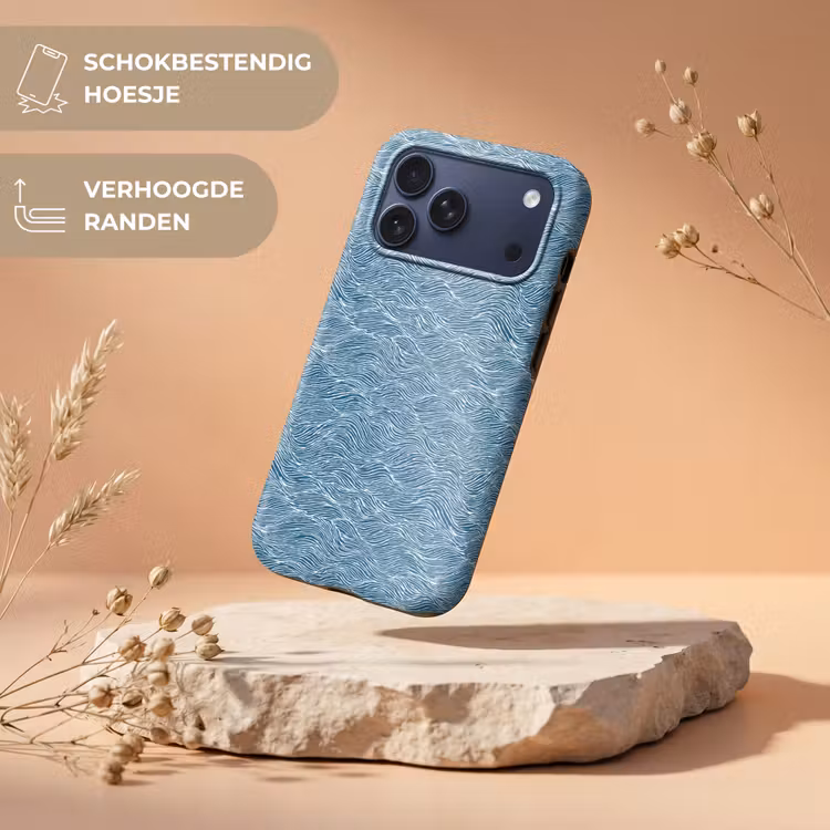 Telefoonhoesje Toughcase - Blauw - Wit - Golven - Getekend - Textuur — 5