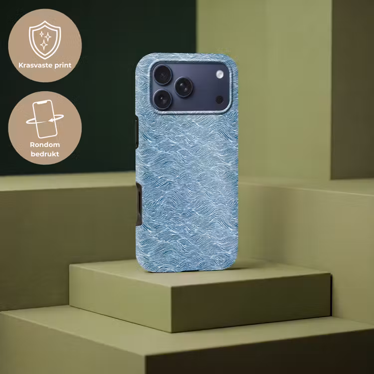 Telefoonhoesje Toughcase - Blauw - Wit - Golven - Getekend - Textuur — 7
