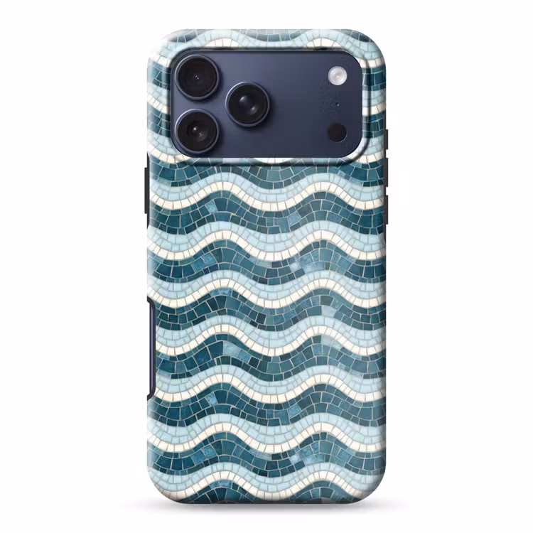 Telefoonhoesje Toughcase - Blauw - Wit - Mozaïek - Golvend — 1