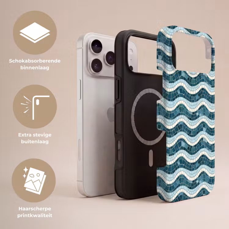 Telefoonhoesje Toughcase - Blauw - Wit - Mozaïek - Golvend — 3