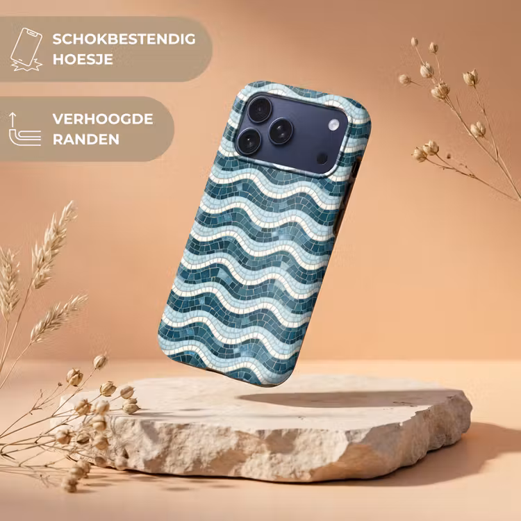 Telefoonhoesje Toughcase - Blauw - Wit - Mozaïek - Golvend — 5