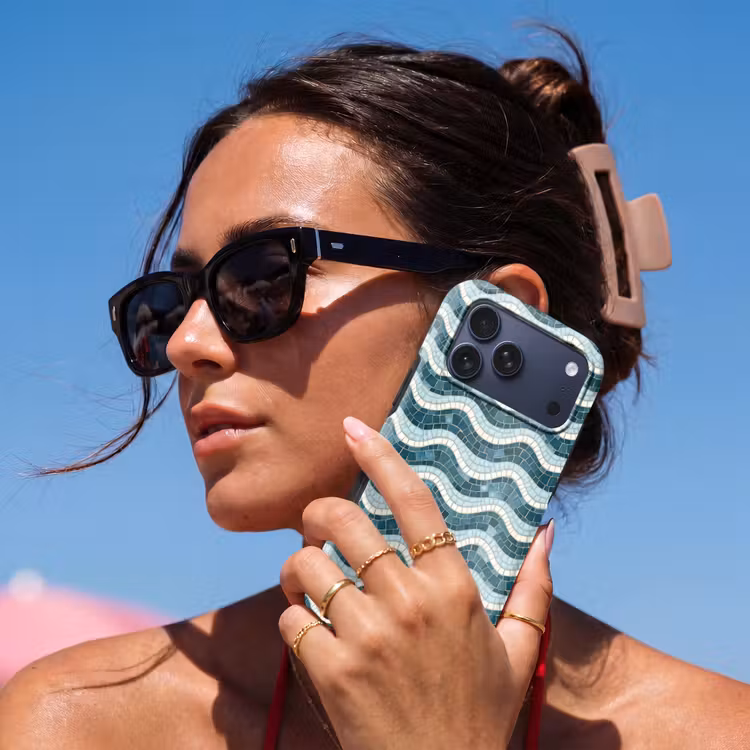 Telefoonhoesje Toughcase - Blauw - Wit - Mozaïek - Golvend — 6