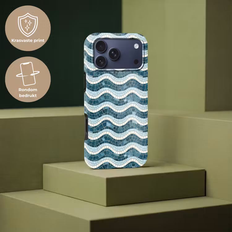 Telefoonhoesje Toughcase - Blauw - Wit - Mozaïek - Golvend — 7