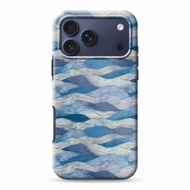 Telefoonhoesje Toughcase - Getekend - Blauw - Wit - Golvend - Streepjes — 1
