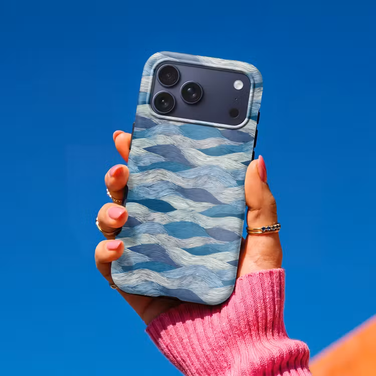 Telefoonhoesje Toughcase - Getekend - Blauw - Wit - Golvend - Streepjes — 2