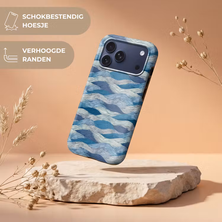 Telefoonhoesje Toughcase - Getekend - Blauw - Wit - Golvend - Streepjes — 5