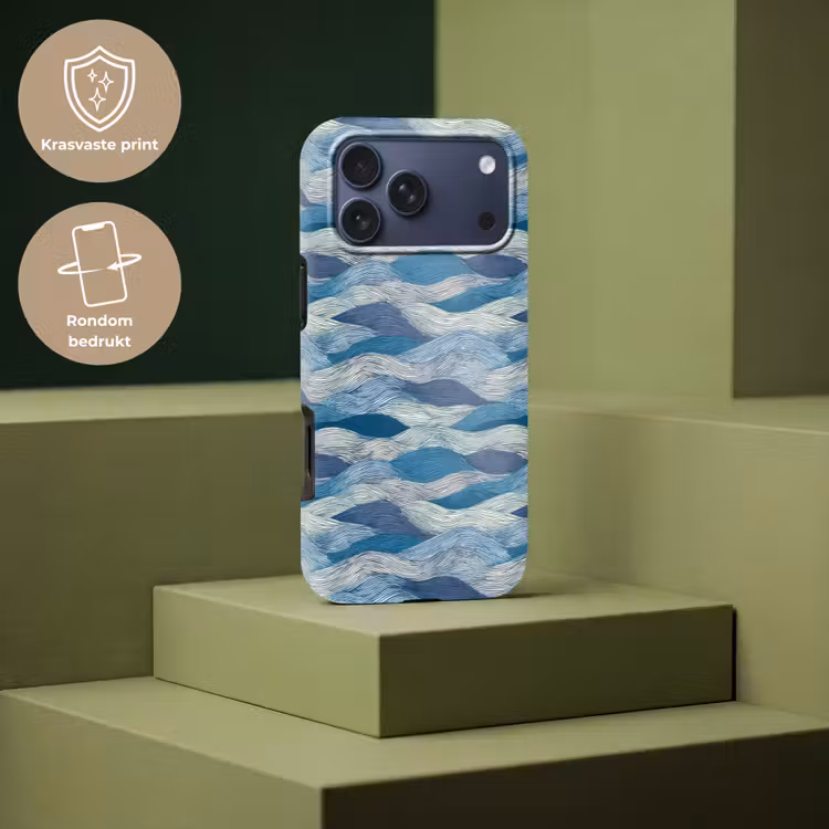 Telefoonhoesje Toughcase - Getekend - Blauw - Wit - Golvend - Streepjes — 7