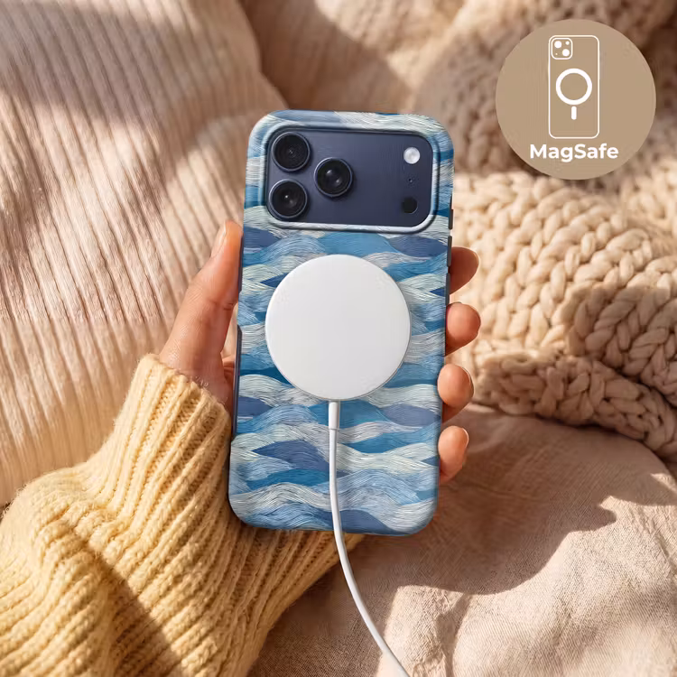 Telefoonhoesje Toughcase - Getekend - Blauw - Wit - Golvend - Streepjes — 8