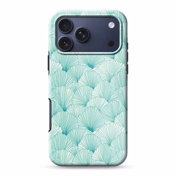 Telefoonhoesje Toughcase - Groen - Wit - Ginko - Getekend - Textuur — 1