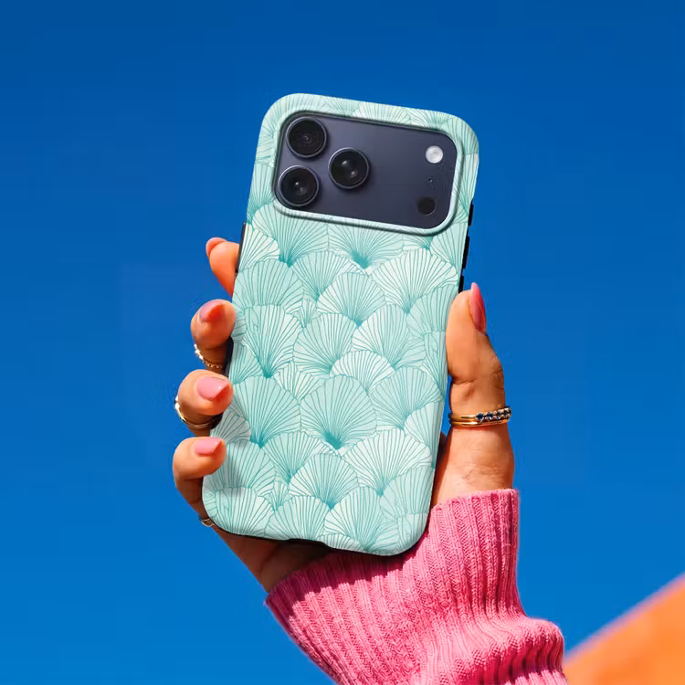 Telefoonhoesje Toughcase - Groen - Wit - Ginko - Getekend - Textuur — 2