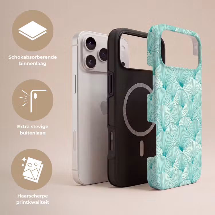 Telefoonhoesje Toughcase - Groen - Wit - Ginko - Getekend - Textuur — 3