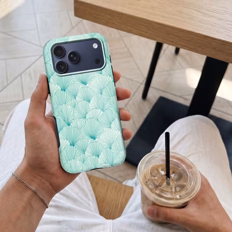 Telefoonhoesje Toughcase - Groen - Wit - Ginko - Getekend - Textuur — 4