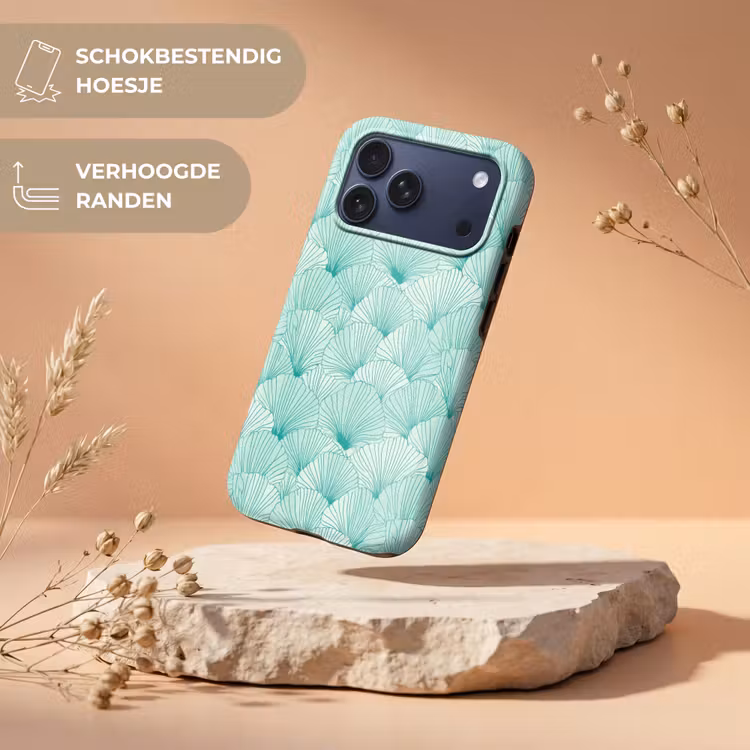 Telefoonhoesje Toughcase - Groen - Wit - Ginko - Getekend - Textuur — 5