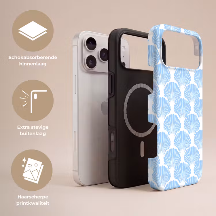 Telefoonhoesje Toughcase - Blauw - Wit - Schelpen - Grafisch - Structuur — 3