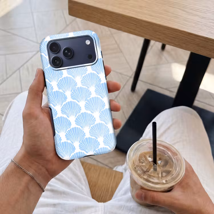 Telefoonhoesje Toughcase - Blauw - Wit - Schelpen - Grafisch - Structuur — 4