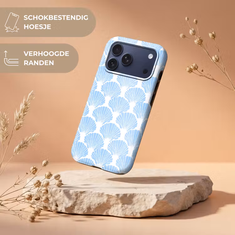 Telefoonhoesje Toughcase - Blauw - Wit - Schelpen - Grafisch - Structuur — 5