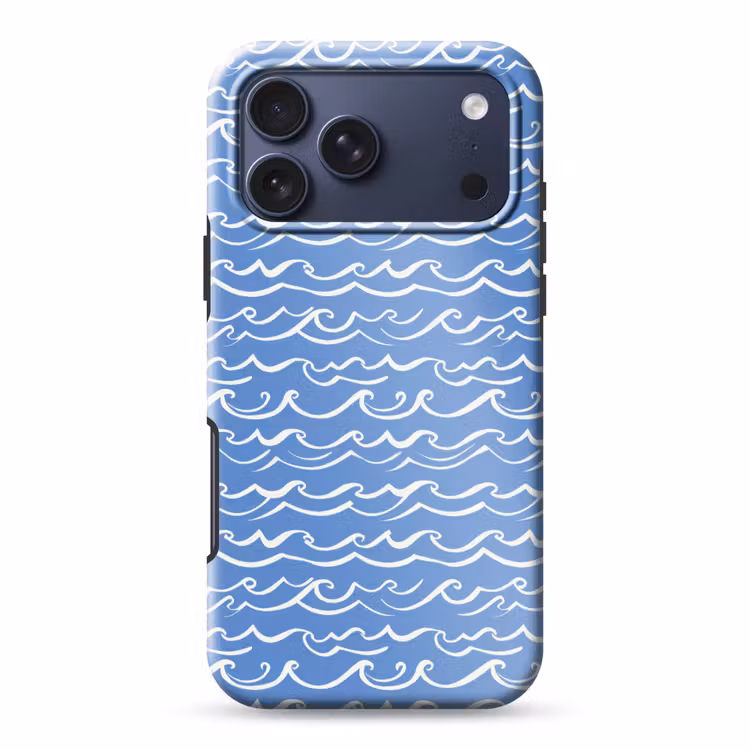 Telefoonhoesje Toughcase - Blauw - Wit - Simpel - Getekend - Golven — 1
