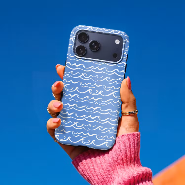 Telefoonhoesje Toughcase - Blauw - Wit - Simpel - Getekend - Golven — 2