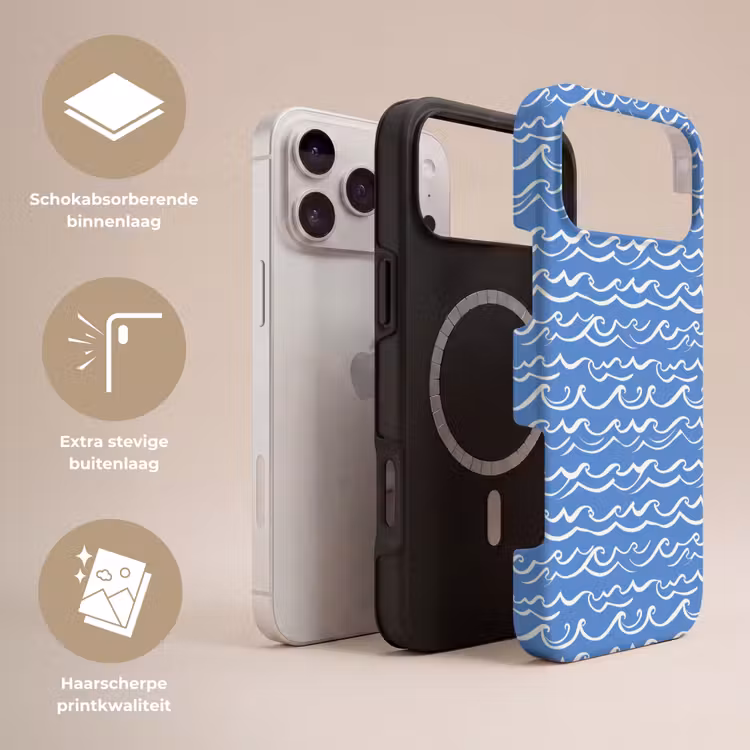 Telefoonhoesje Toughcase - Blauw - Wit - Simpel - Getekend - Golven — 3