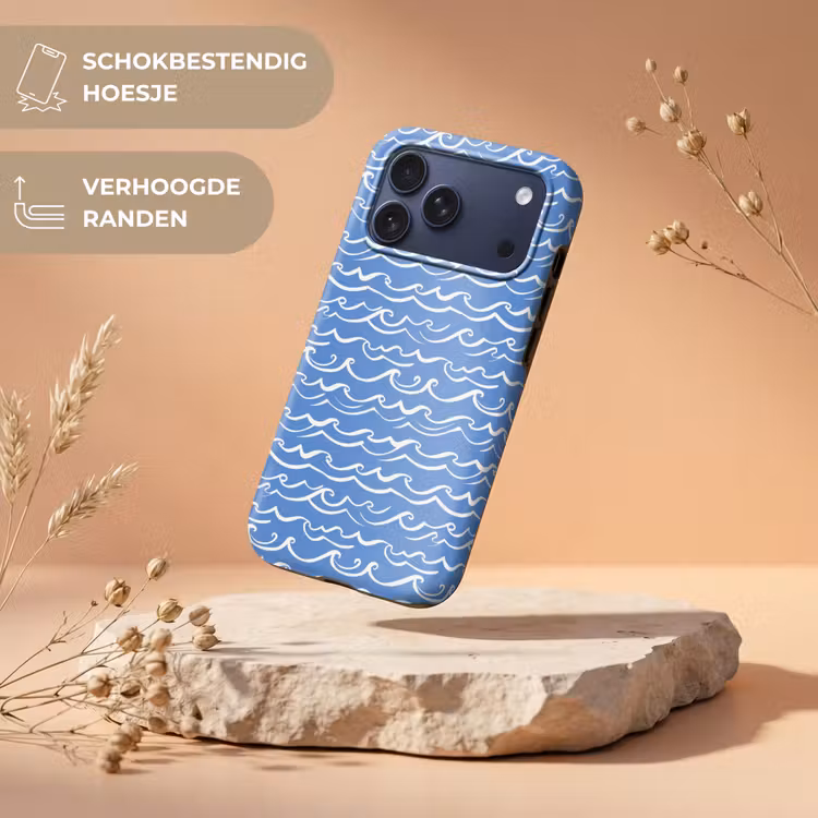Telefoonhoesje Toughcase - Blauw - Wit - Simpel - Getekend - Golven — 5