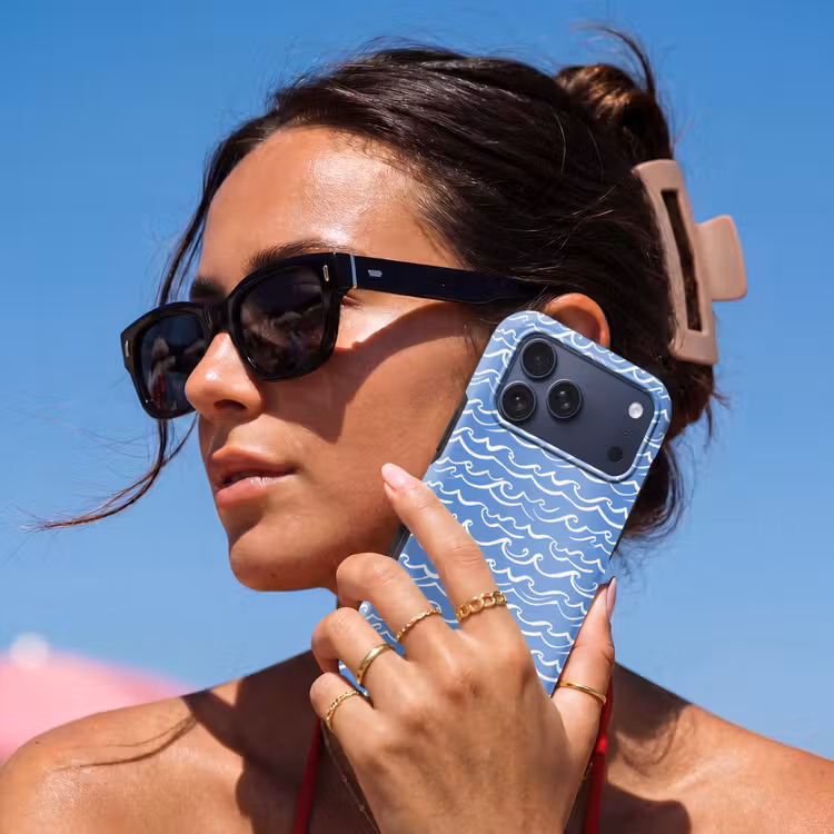 Telefoonhoesje Toughcase - Blauw - Wit - Simpel - Getekend - Golven — 6