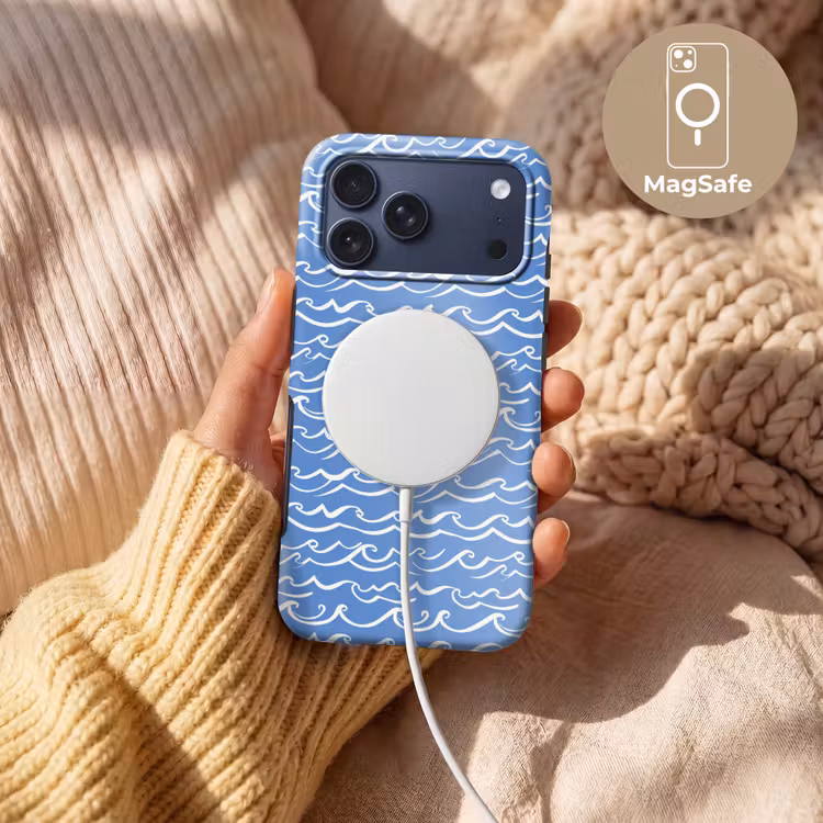 Telefoonhoesje Toughcase - Blauw - Wit - Simpel - Getekend - Golven — 8