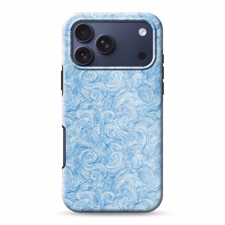 Telefoonhoesje Toughcase - Blauw - Wit - Spiraal - Golven - Lijnen — 1