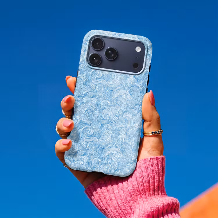 Telefoonhoesje Toughcase - Blauw - Wit - Spiraal - Golven - Lijnen — 2
