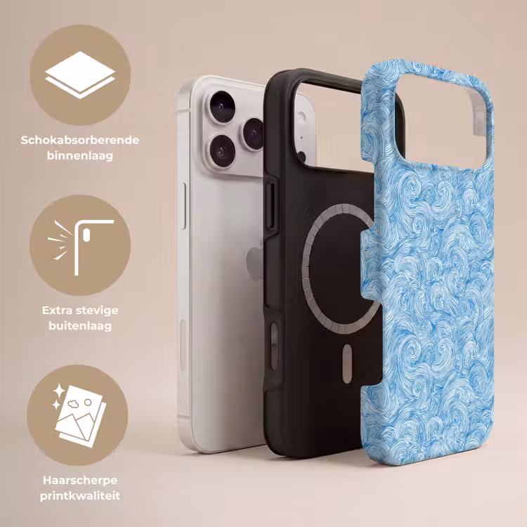 Telefoonhoesje Toughcase - Blauw - Wit - Spiraal - Golven - Lijnen — 3