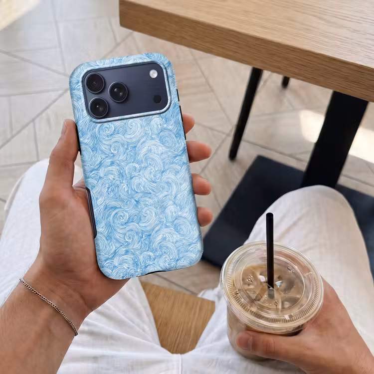Telefoonhoesje Toughcase - Blauw - Wit - Spiraal - Golven - Lijnen — 4