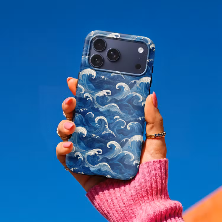 Telefoonhoesje Toughcase - Japans - Oceaan - Golven - Blauw — 2