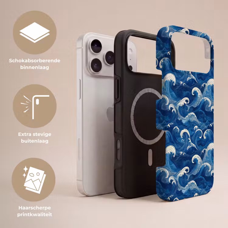 Telefoonhoesje Toughcase - Japans - Oceaan - Golven - Blauw — 3