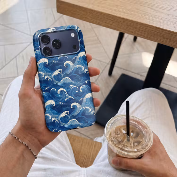 Telefoonhoesje Toughcase - Japans - Oceaan - Golven - Blauw — 4